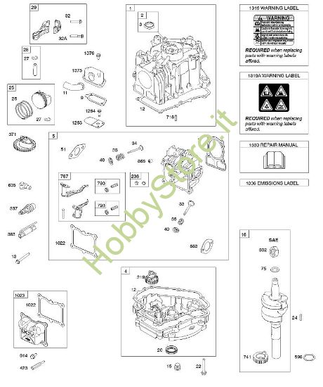 D - Ingranaggio albero a camme, coppa/coperchio scatola albero motore, albero motore, cilindro, testata del cilindro, pistone/segmento pistone/biella B&S - 10 €¦ 100802-0126-H8 brand Stihl